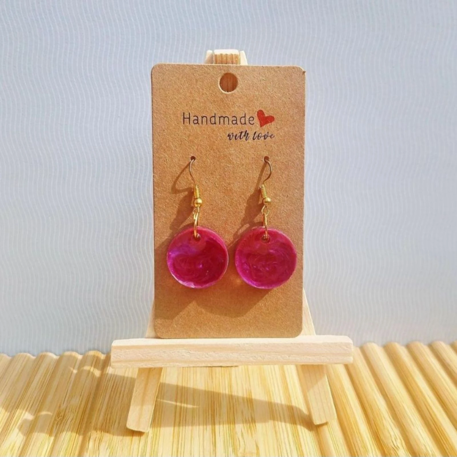 Boucles d'oreilles rondes rose fushia 